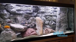 3D grey rock background 146x45cm for cichlids aquariums